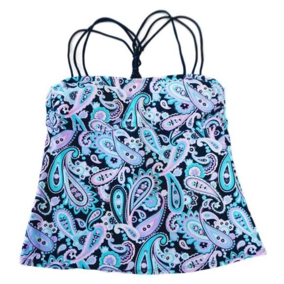 Vintage Y2K Strappy Summer Top Spandex Paisley Floral Light Padding Backless S - Picture 4 of 7